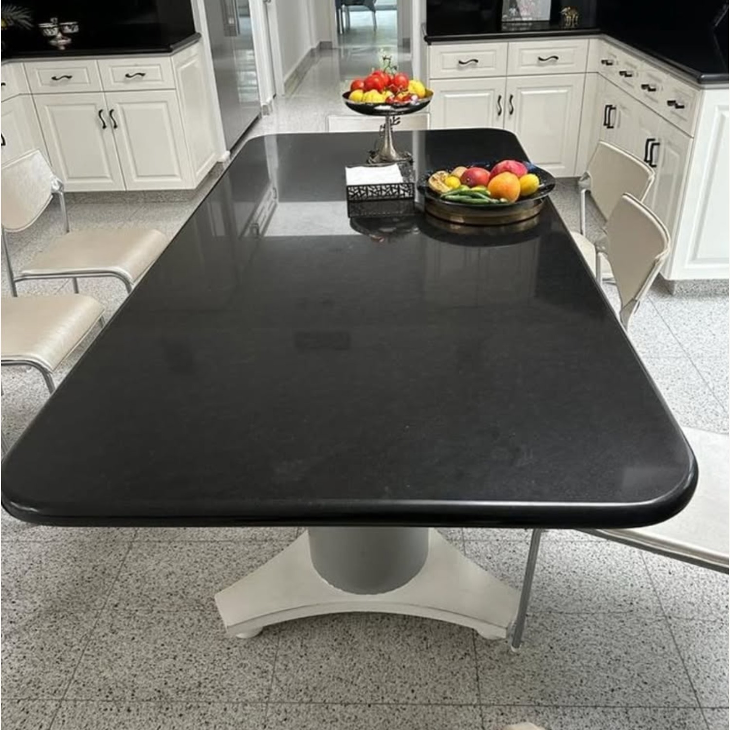 Vintage/Antique Black Marble Dining Table - image-3