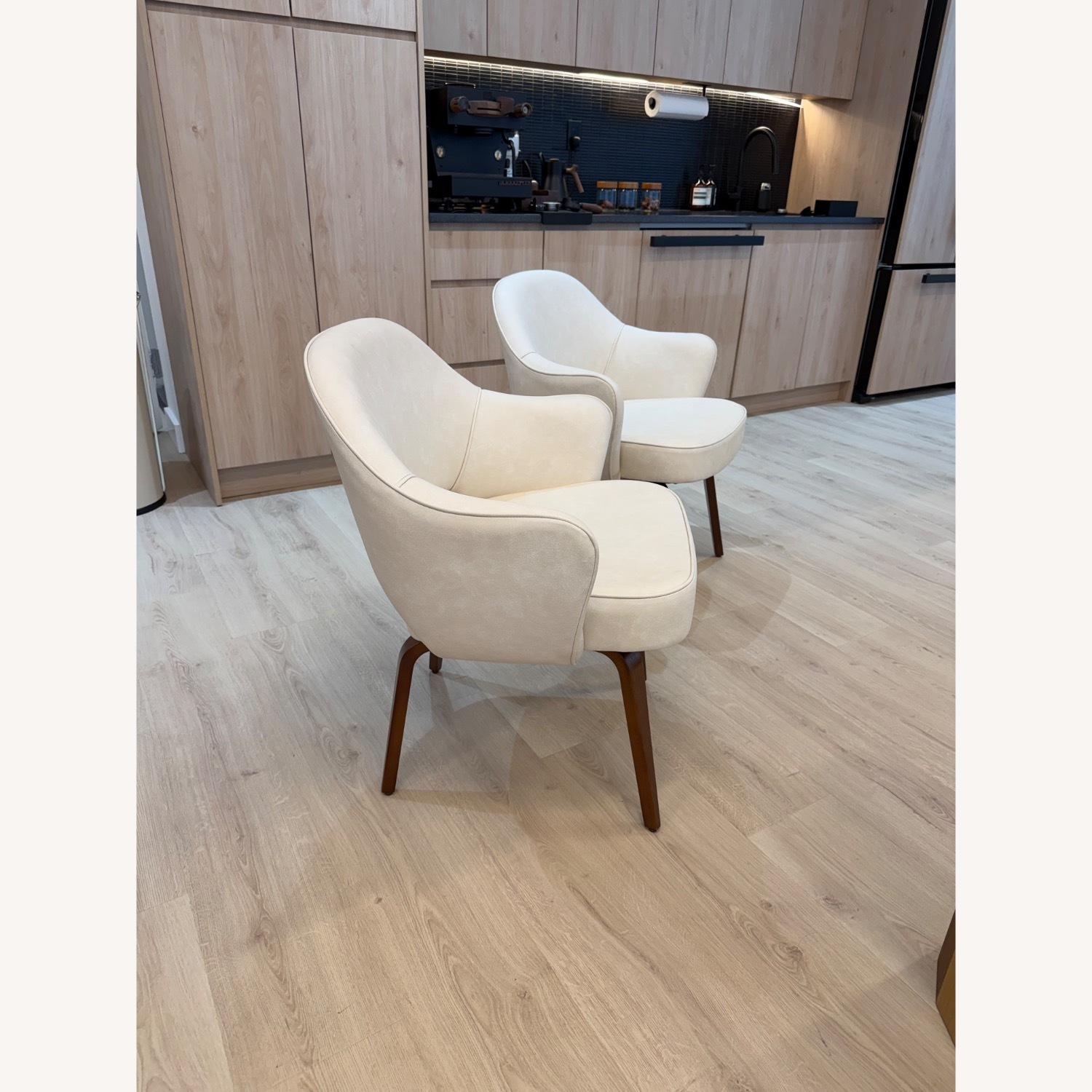 Design Within Reach Cream Leather Armchair - image-4