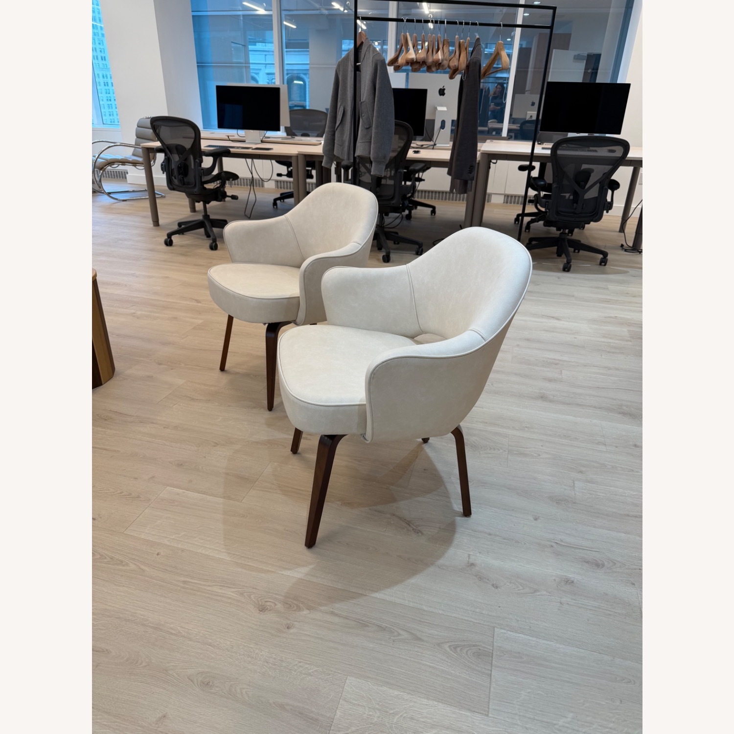 Design Within Reach Cream Leather Armchair - image-2