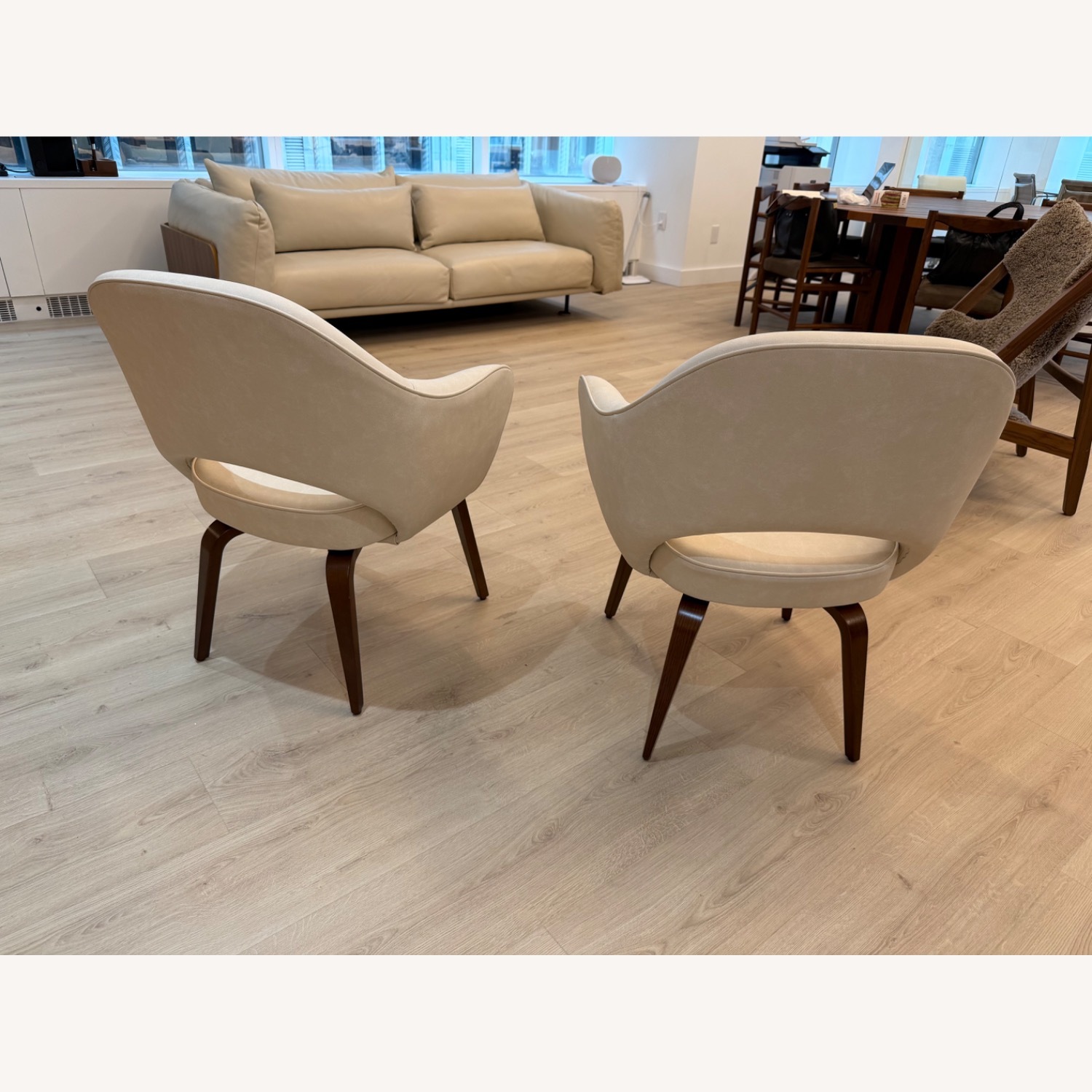 Design Within Reach Cream Leather Armchair - image-3