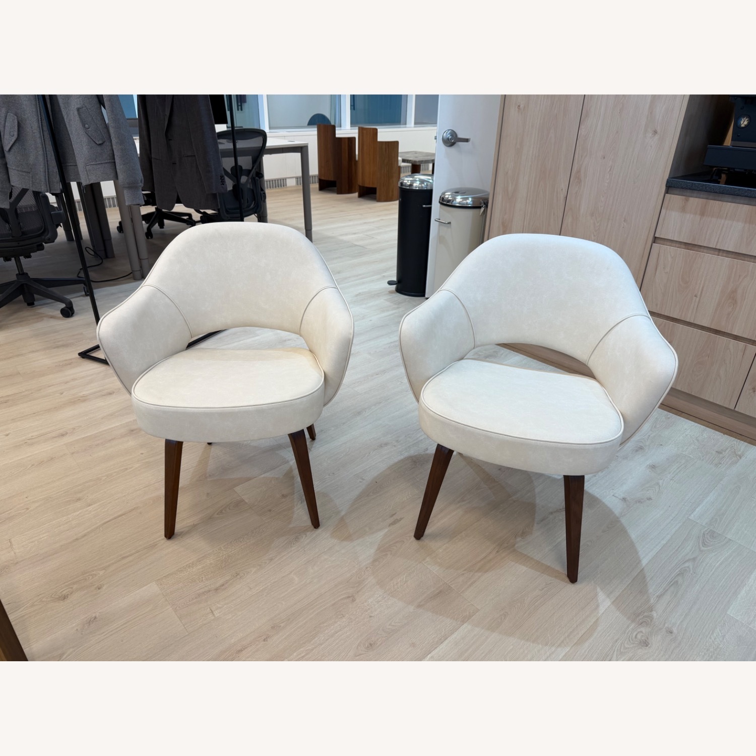 Design Within Reach Cream Leather Armchair - image-1