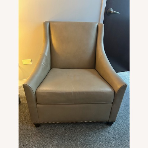 Used West Elm Sweep Light Gray Leather Armchair for sale on AptDeco