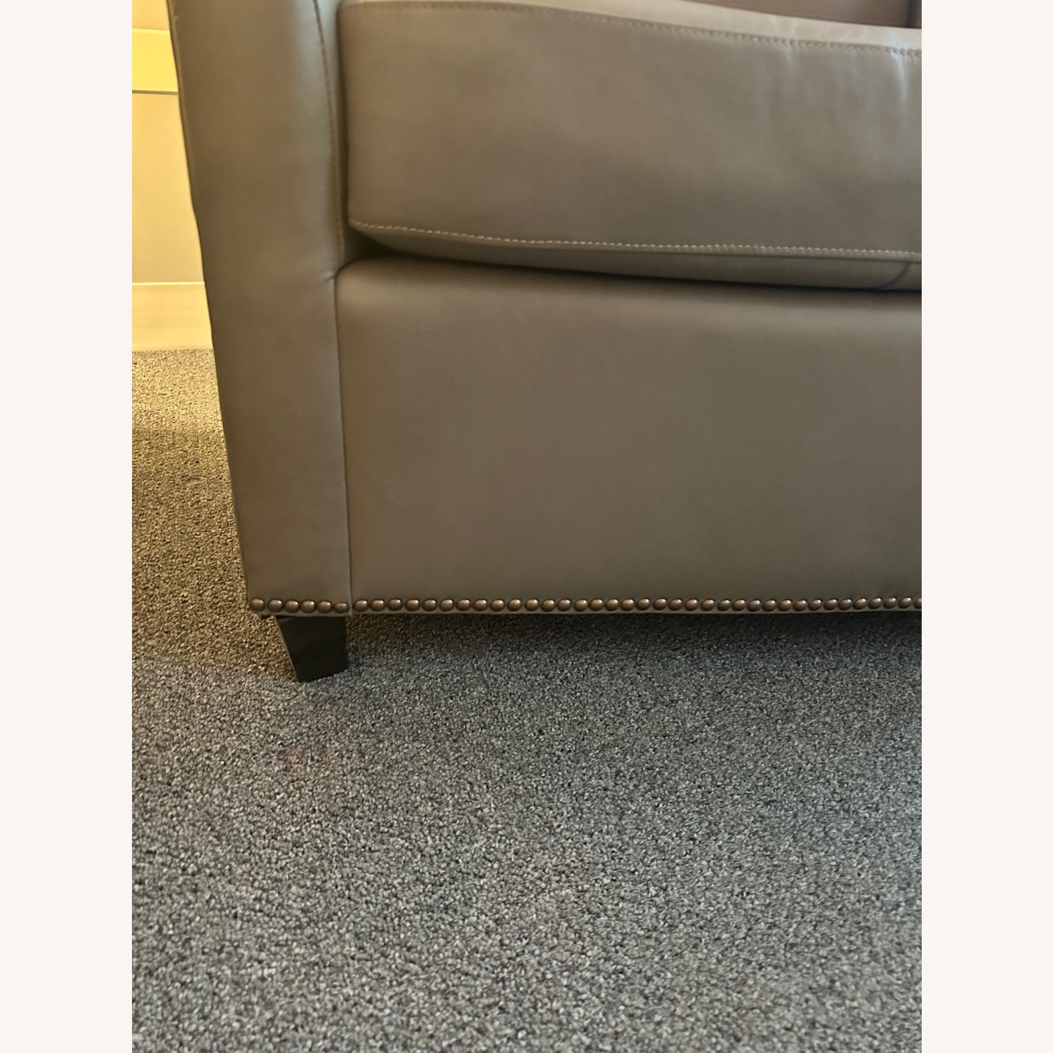 West Elm Sweep Light Gray Leather Armchair - image-3