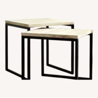 West Elm Box Frame Natural Wood Side Table