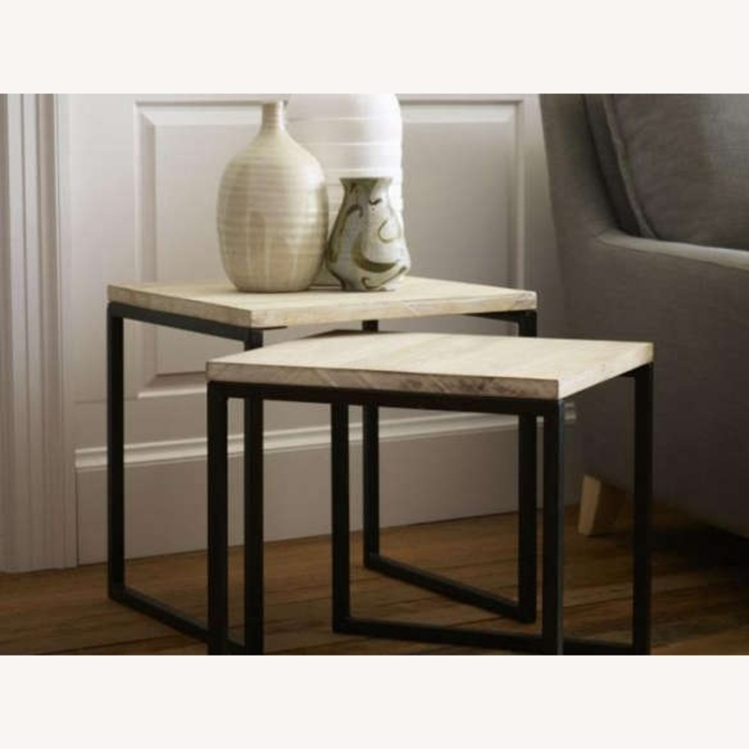 West Elm Box Frame Natural Wood Side Table - image-5