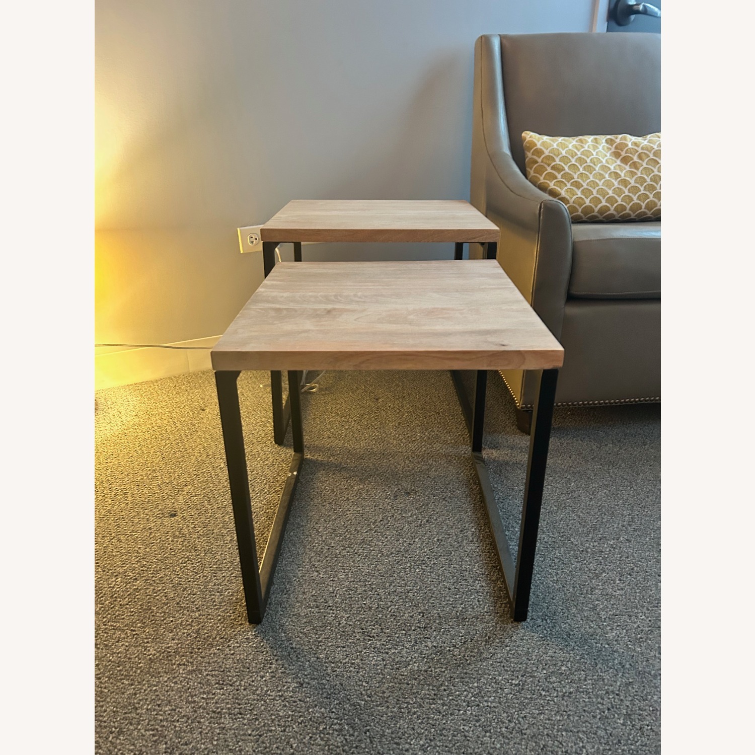 West Elm Box Frame Natural Wood Side Table - image-2