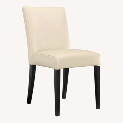 Used Crate & Barrel Lowe White Leather Dining Chairs for sale on AptDeco