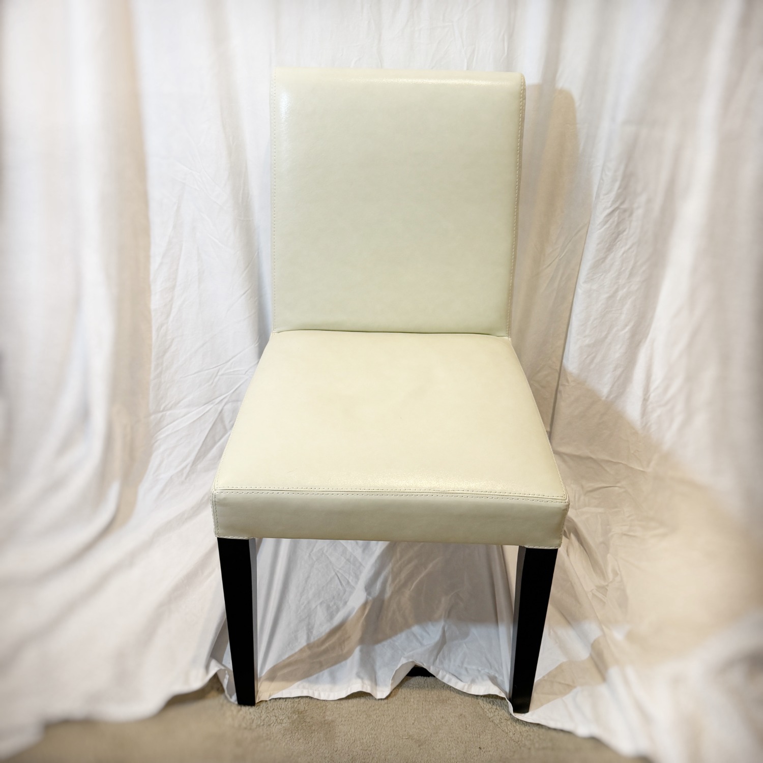 Crate & Barrel Lowe White Leather Dining Chairs - image-1