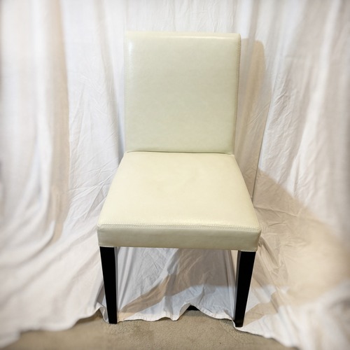 Used Crate & Barrel Lowe White Leather Dining Chairs for sale on AptDeco