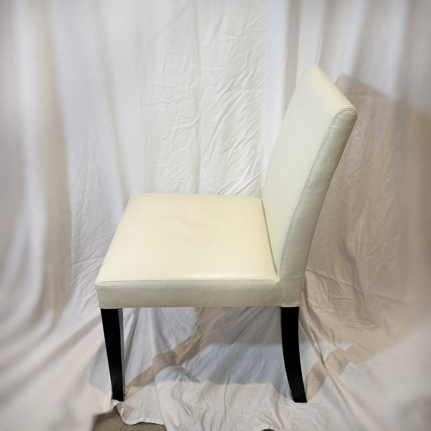 Crate & Barrel Lowe White Leather Dining Chairs - image-2