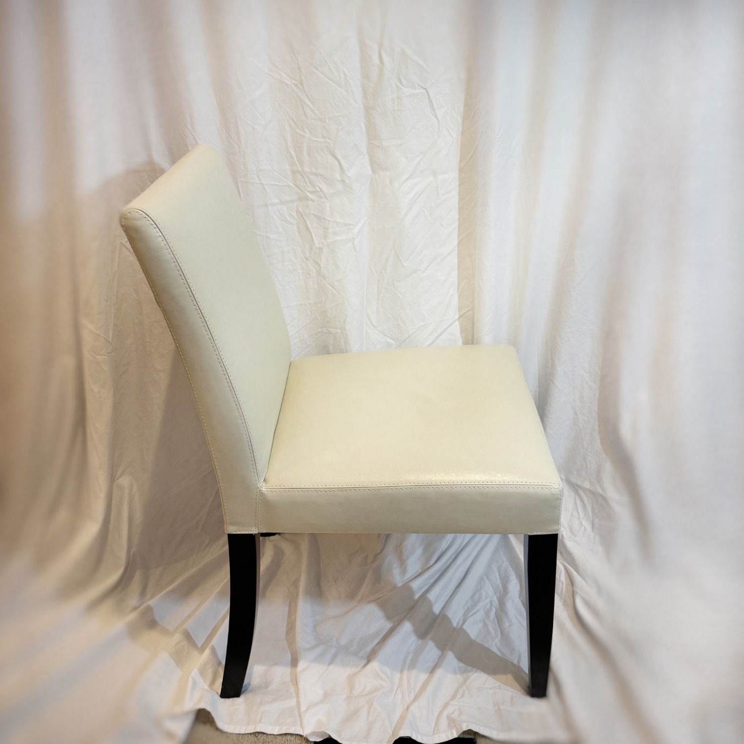 Crate & Barrel Lowe White Leather Dining Chairs - image-3