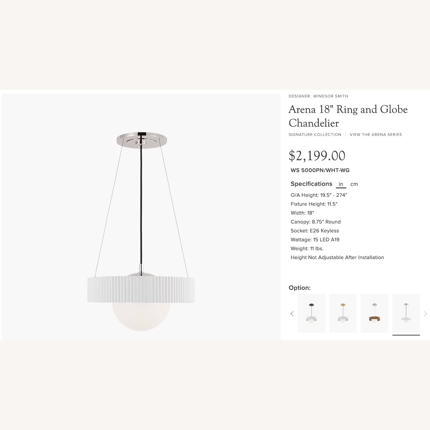 Visual Comfort Arena 18" Ring and Globe Chandelier - image-1