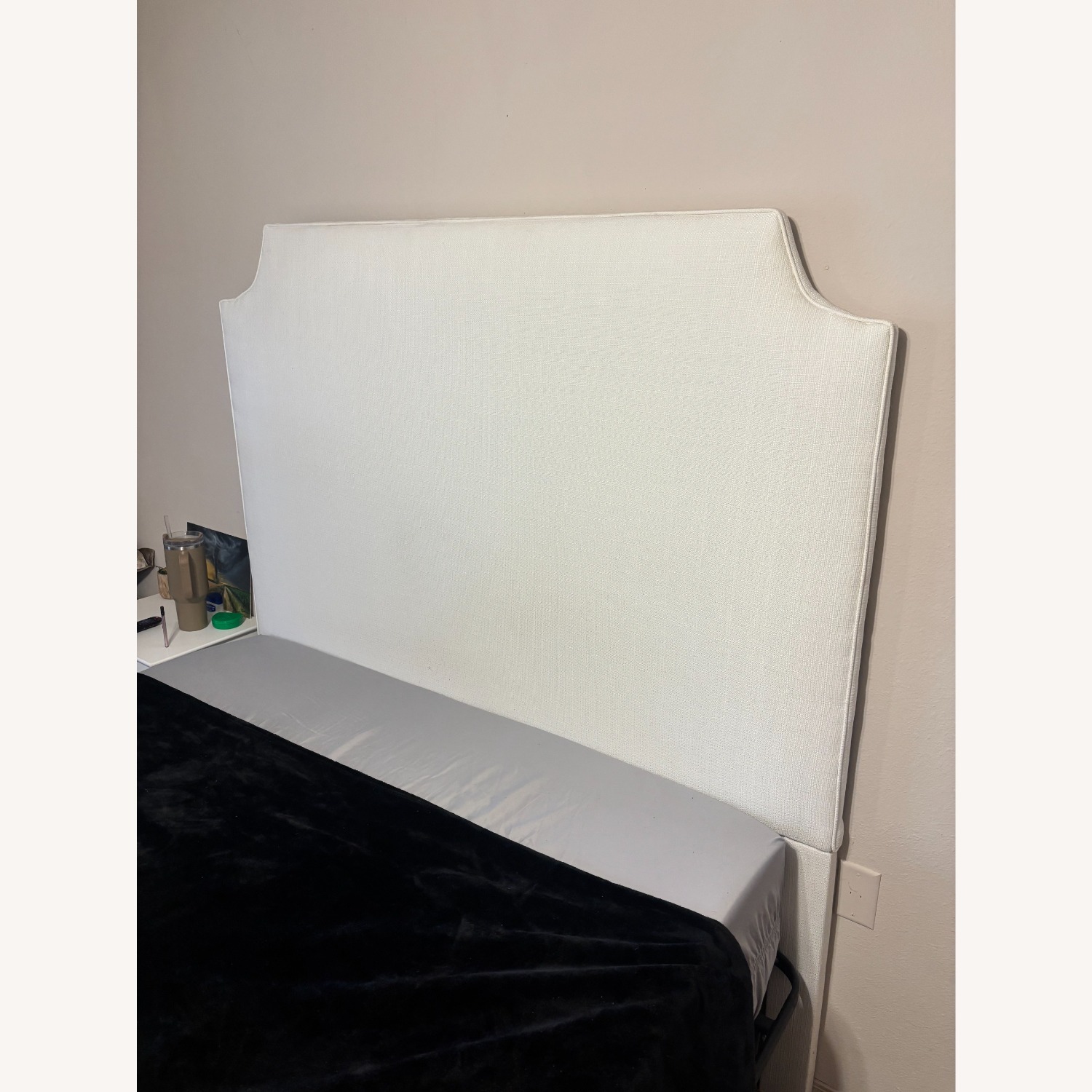 White Linen Fabric Headboard - image-2
