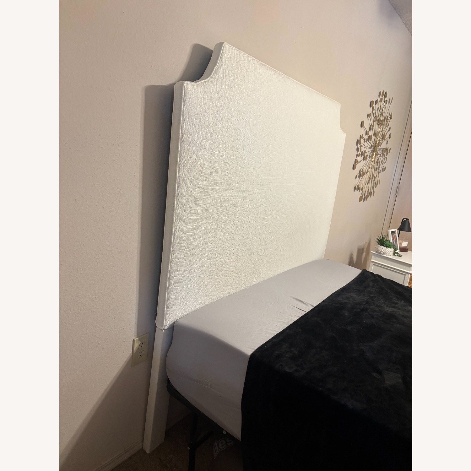 White Linen Fabric Headboard - image-3
