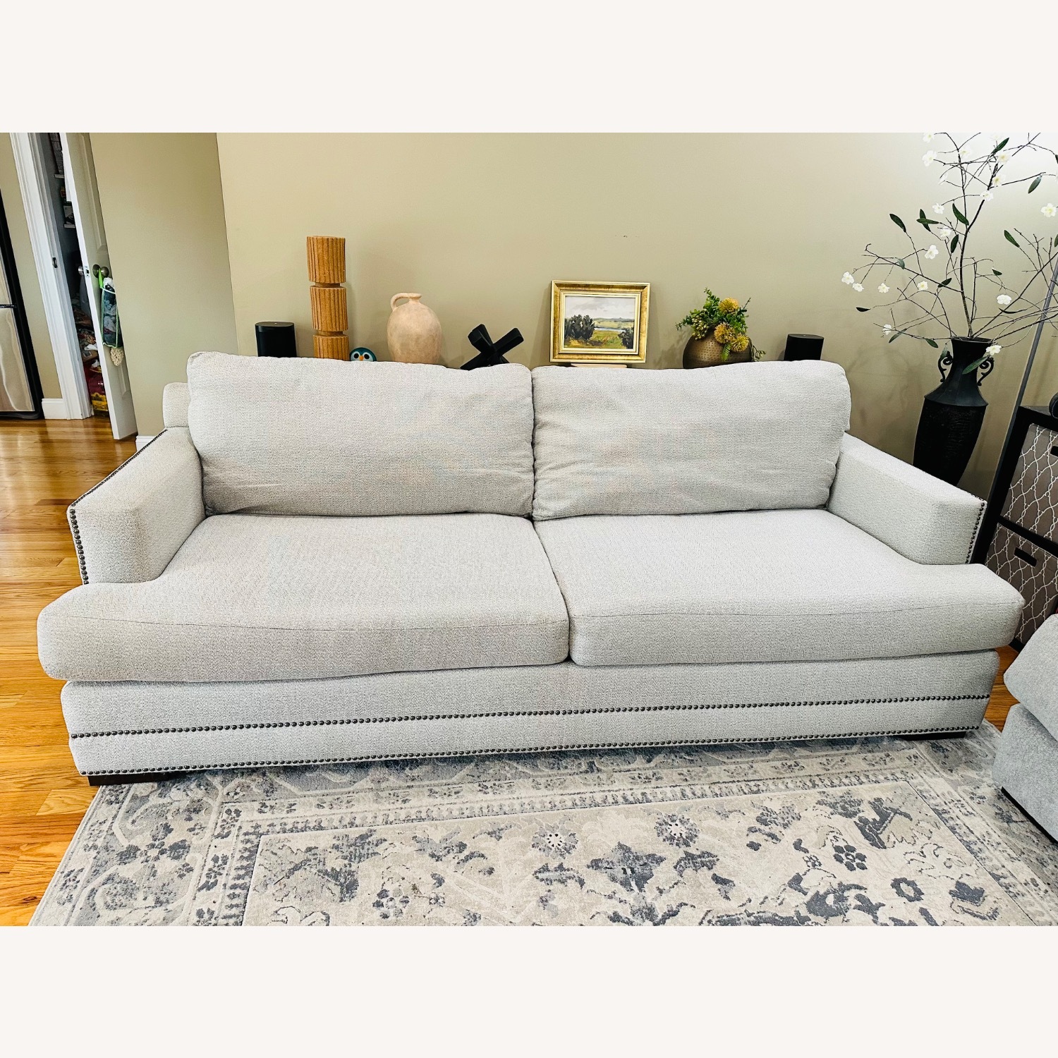 Jordan's Furniture White Fabric 3+ Seater Sofa - image-1