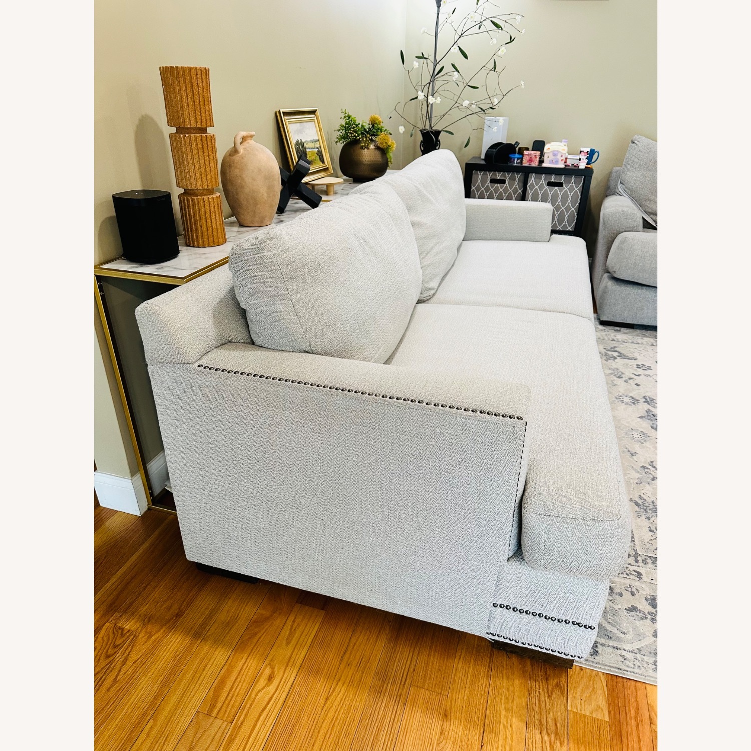Jordan's Furniture White Fabric 3+ Seater Sofa - image-5