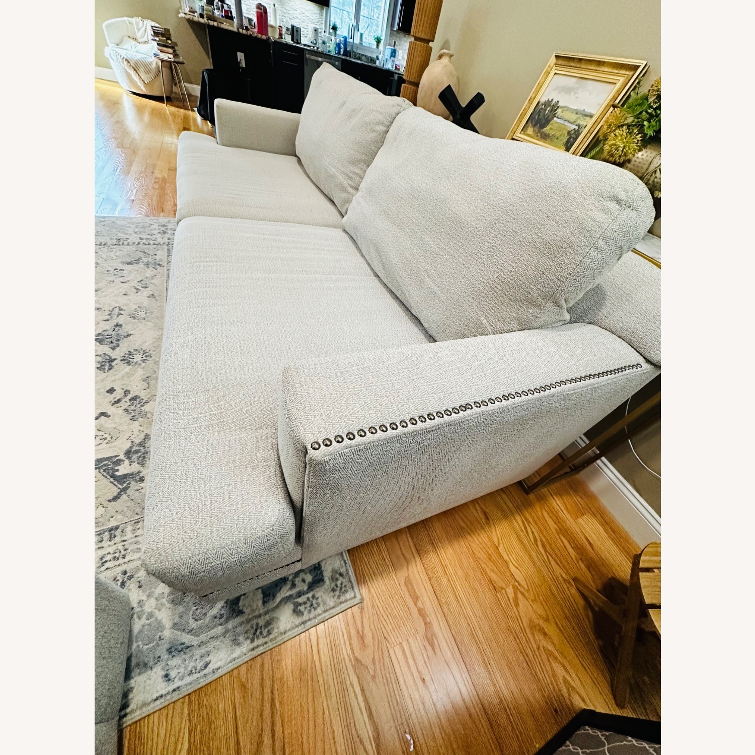 Jordan's Furniture White Fabric 3+ Seater Sofa - image-9