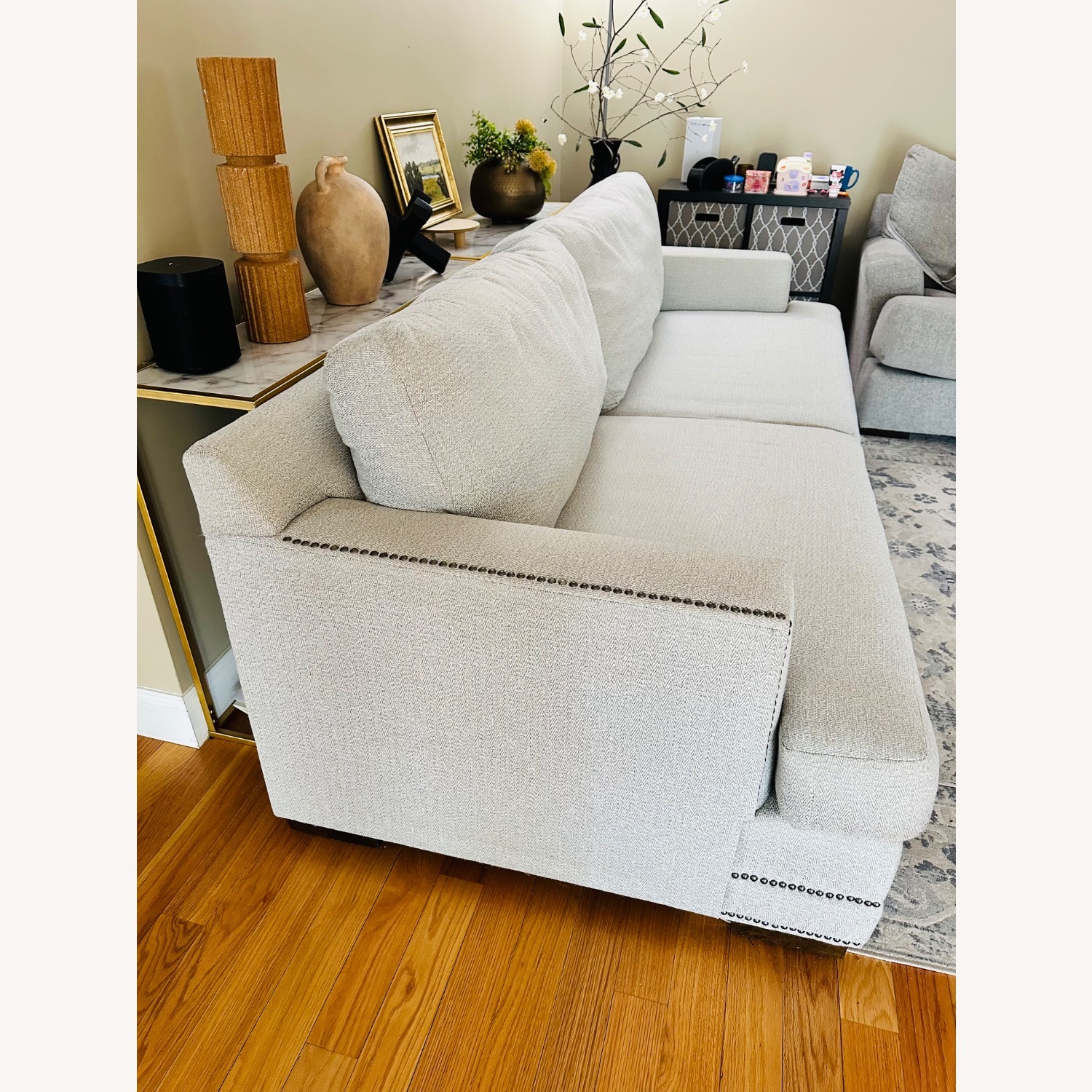 Jordan's Furniture White Fabric 3+ Seater Sofa - image-3