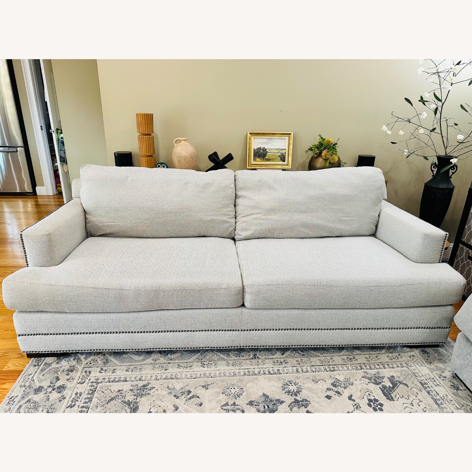 Jordan's Furniture White Fabric 3+ Seater Sofa - image-6