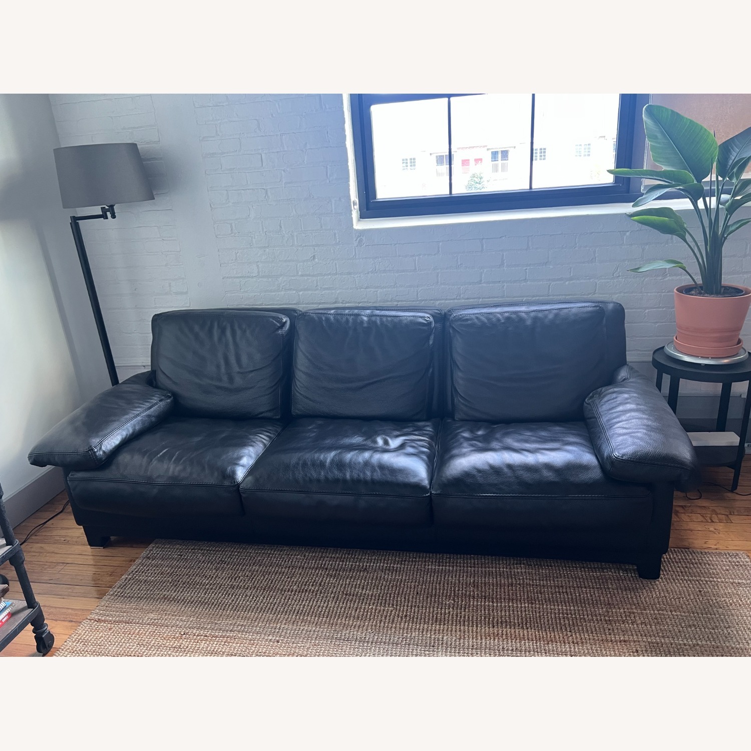 Roche Bobois Black Leather 3+ Seater Sofa - image-7