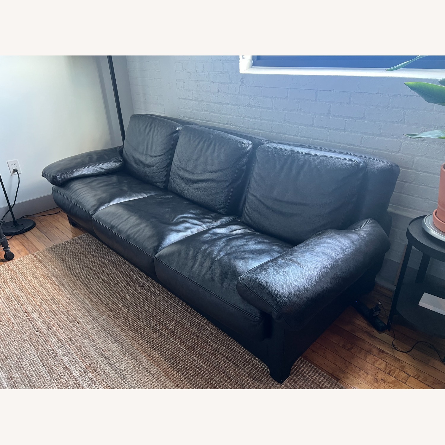 Roche Bobois Black Leather 3+ Seater Sofa - image-1