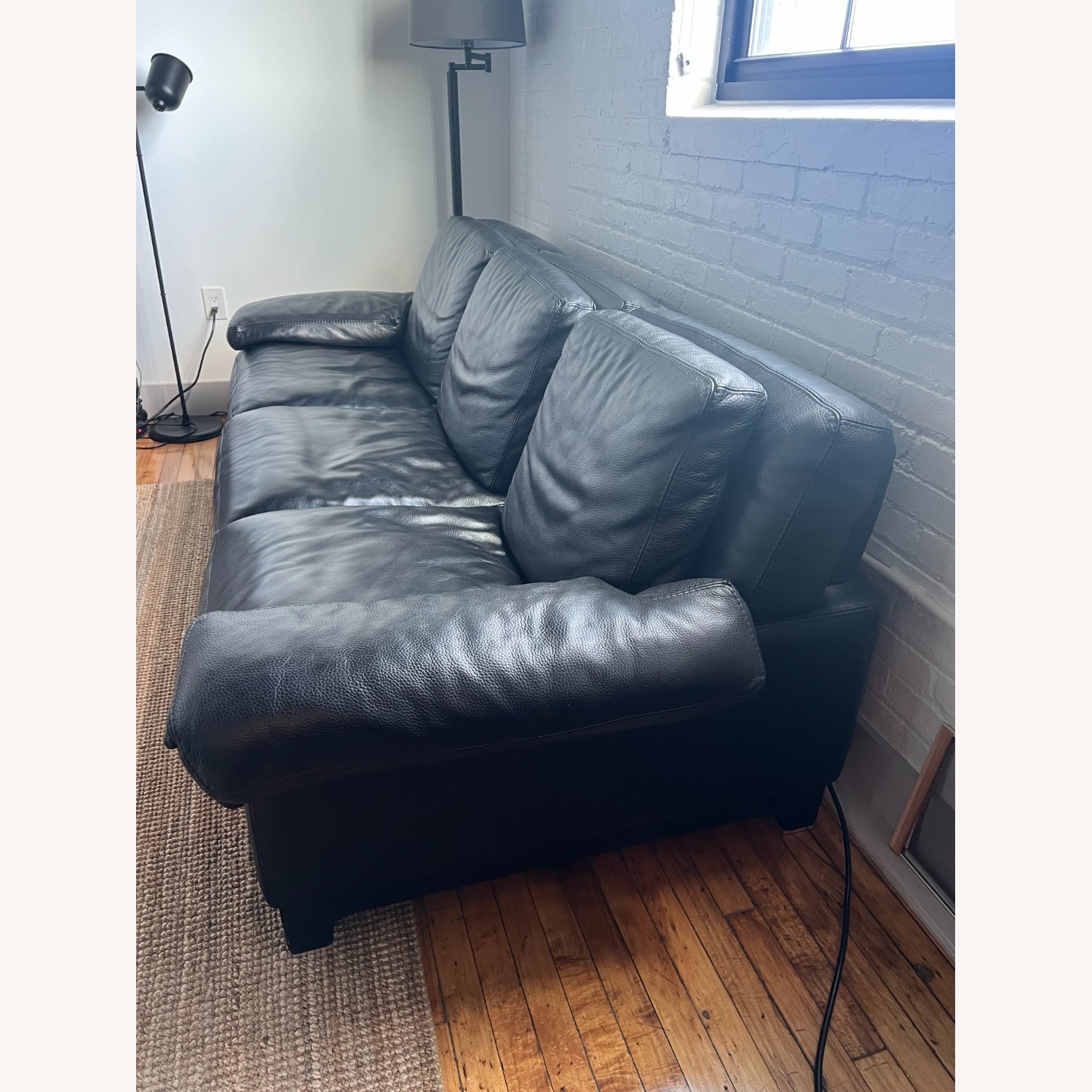 Roche Bobois Black Leather 3+ Seater Sofa - image-2