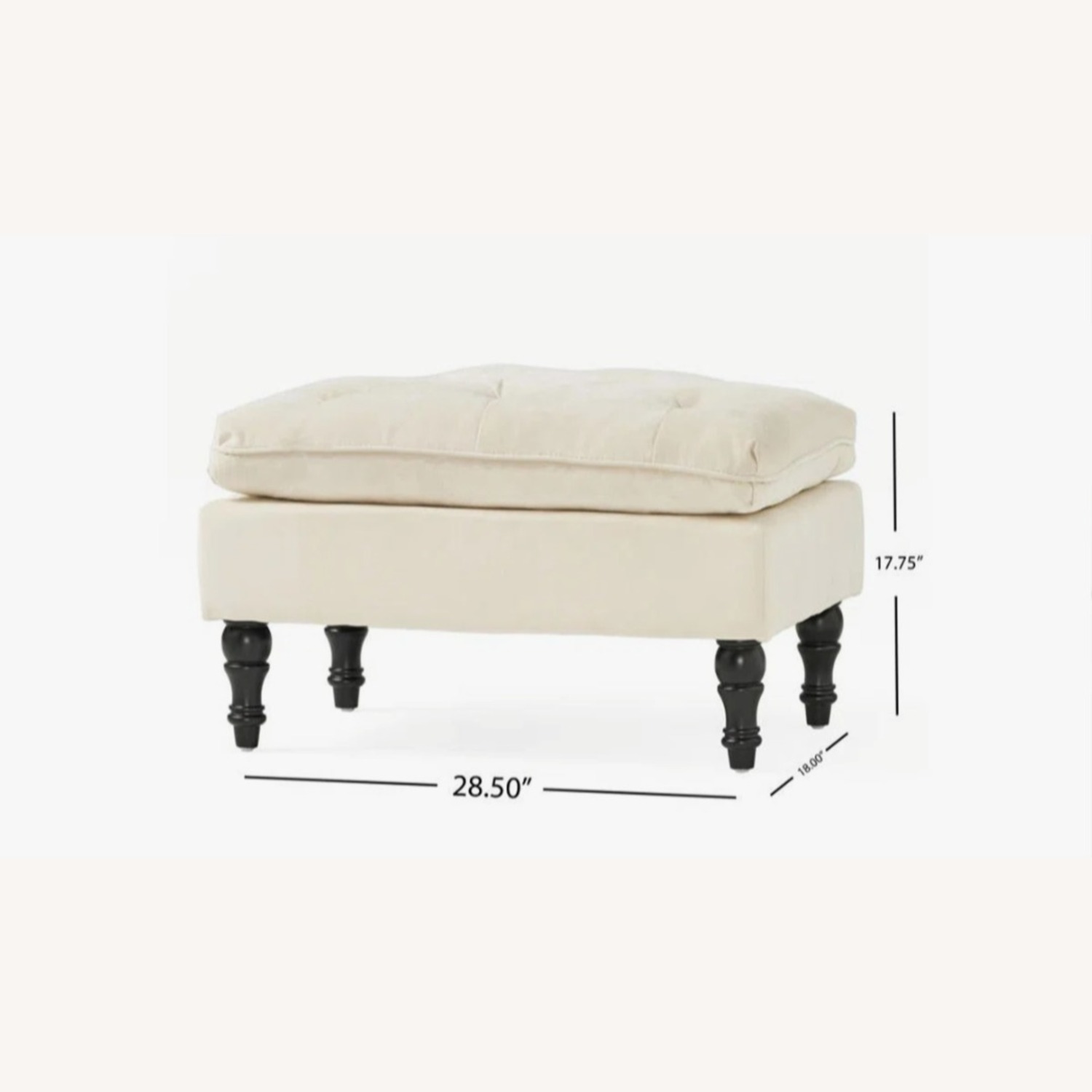 GDFStudio Velvet Tufted Pillow Top Ottoman, Cream - image-6