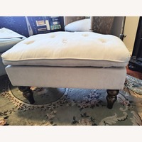 GDFStudio Velvet Tufted Pillow Top Ottoman, Cream
