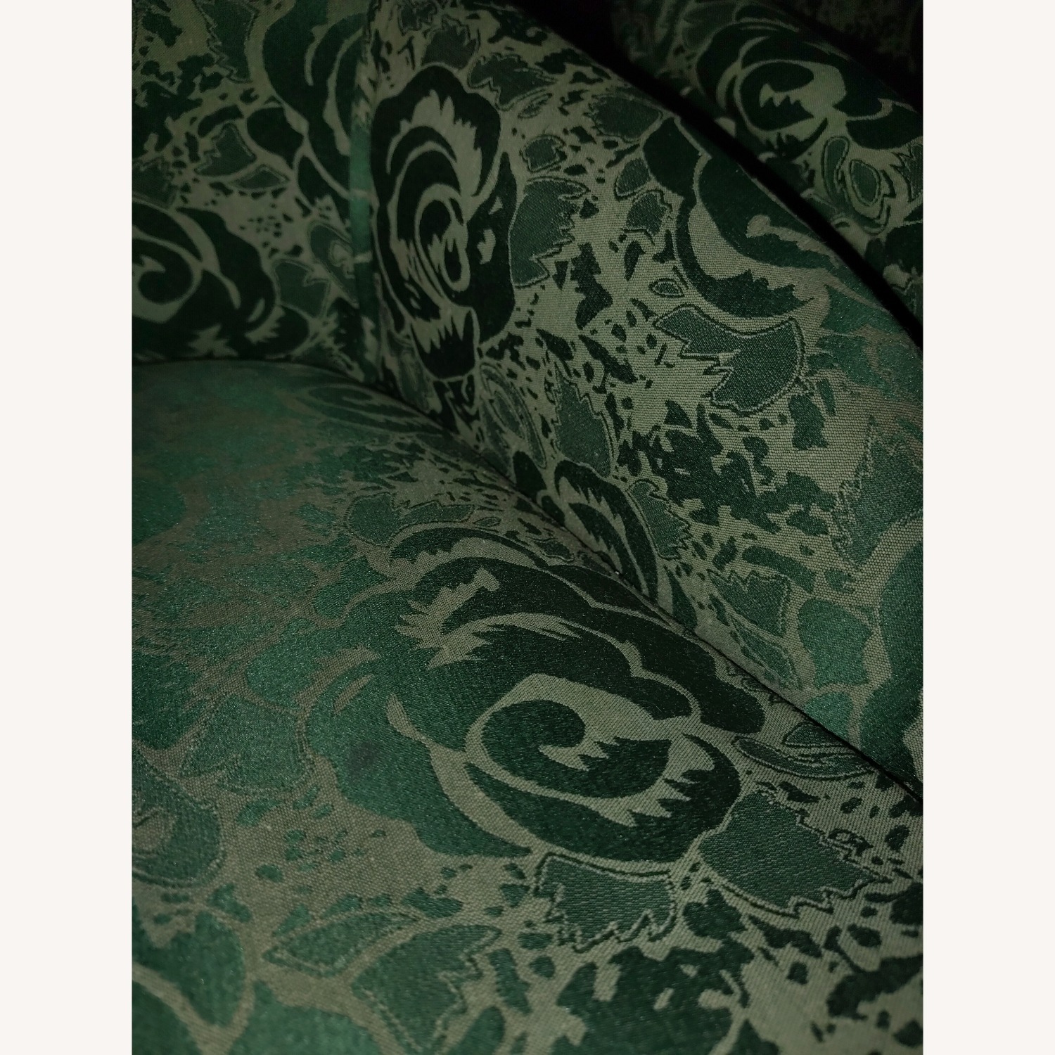 2 Vintage-Look Skirted Green Accent Chairs - image-7