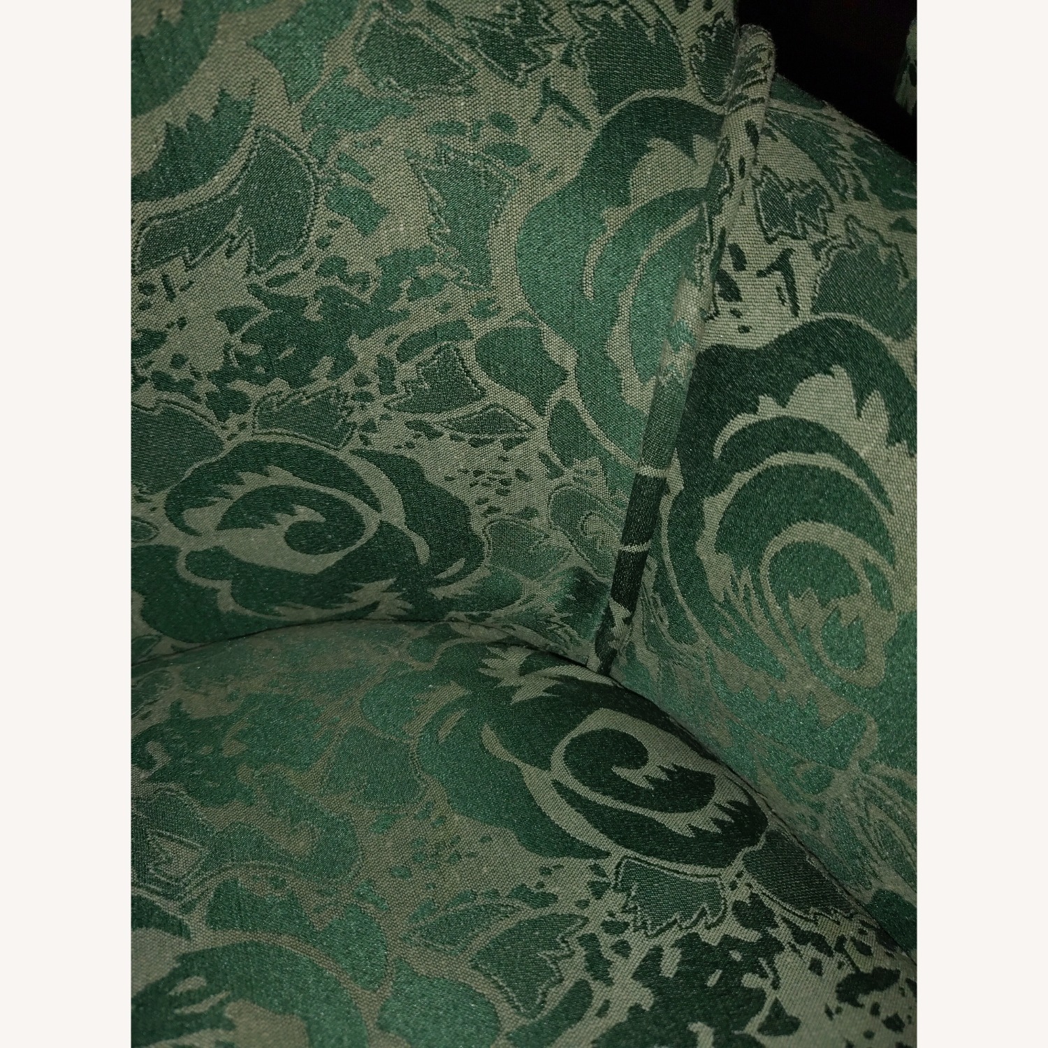 2 Vintage-Look Skirted Green Accent Chairs - image-10