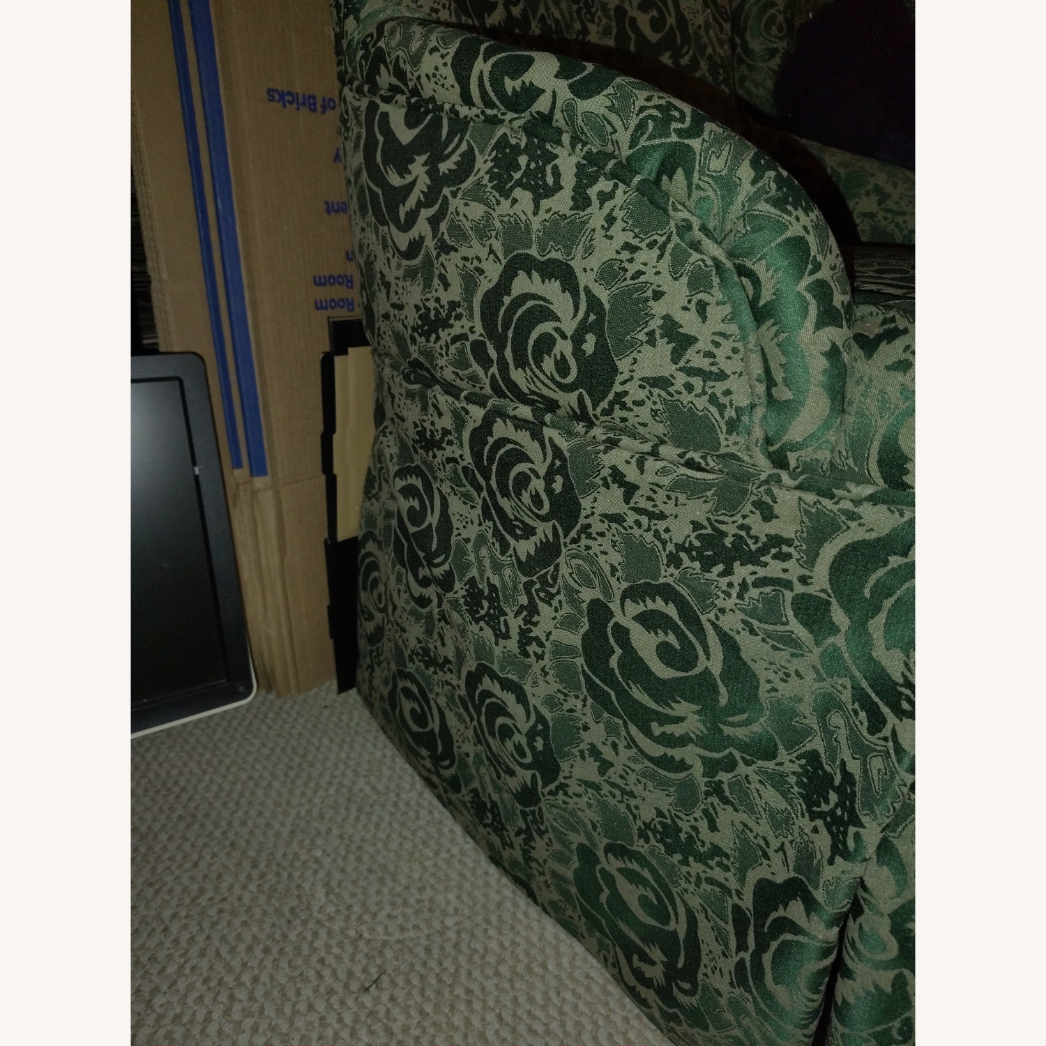 2 Vintage-Look Skirted Green Accent Chairs - image-6