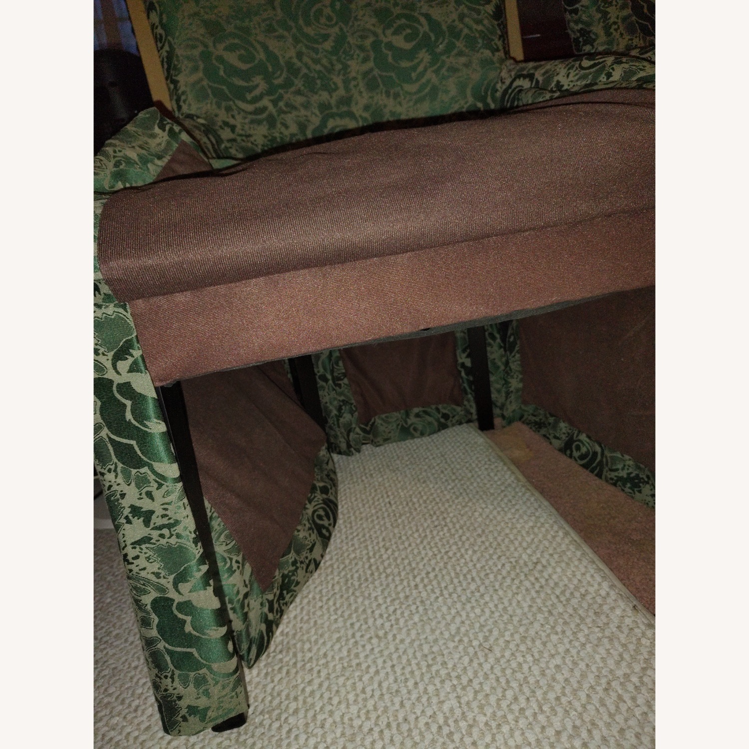 2 Vintage-Look Skirted Green Accent Chairs - image-8