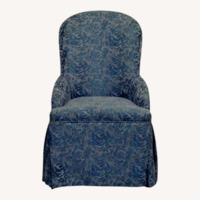2 Vintage-Look Skirted Green Accent Chairs