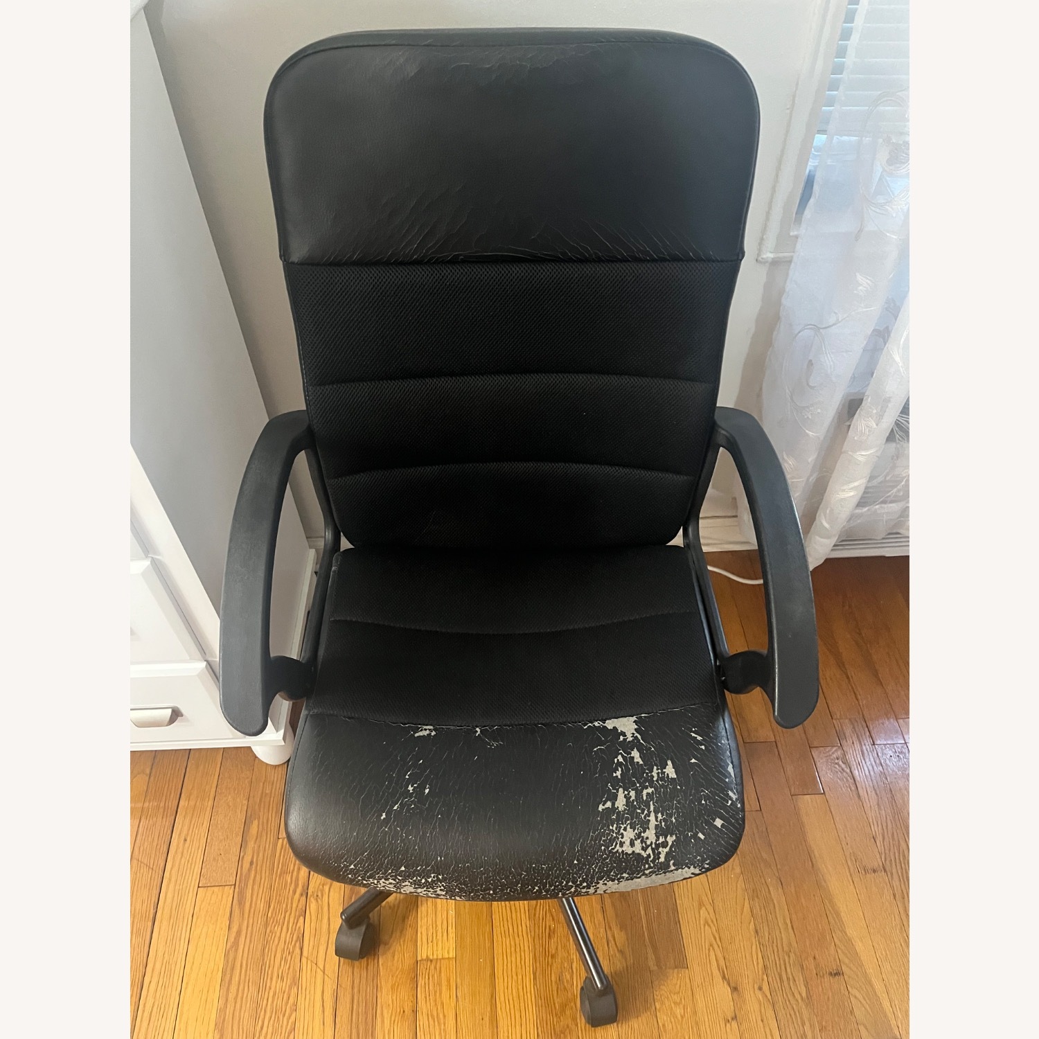 IKEA RENBERGET Black Leather Office Chair - image-1