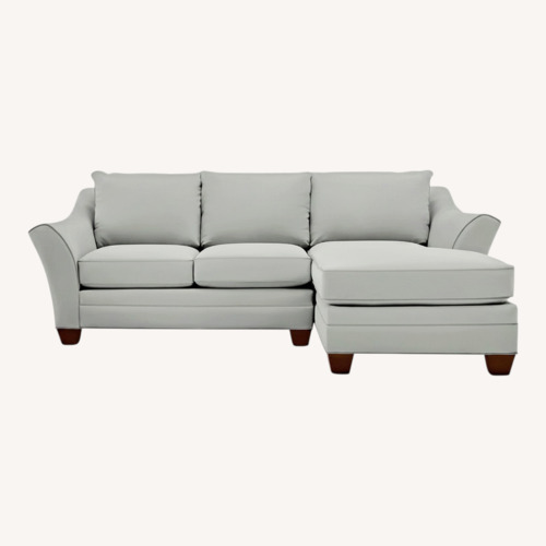 Used Raymour & Flanigan Light Gray Microsuede 2 Piece Sectional for sale on AptDeco