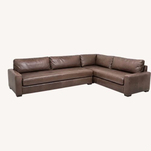 Used Restoration Hardware Maxwell Brown Leather Sectional  for sale on AptDeco