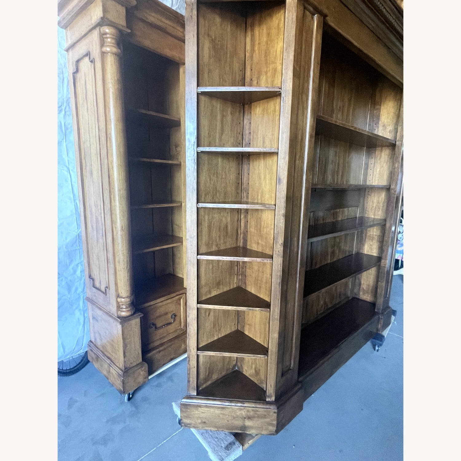 Vintage/Antique Light Brown Wood Bookcase - image-3