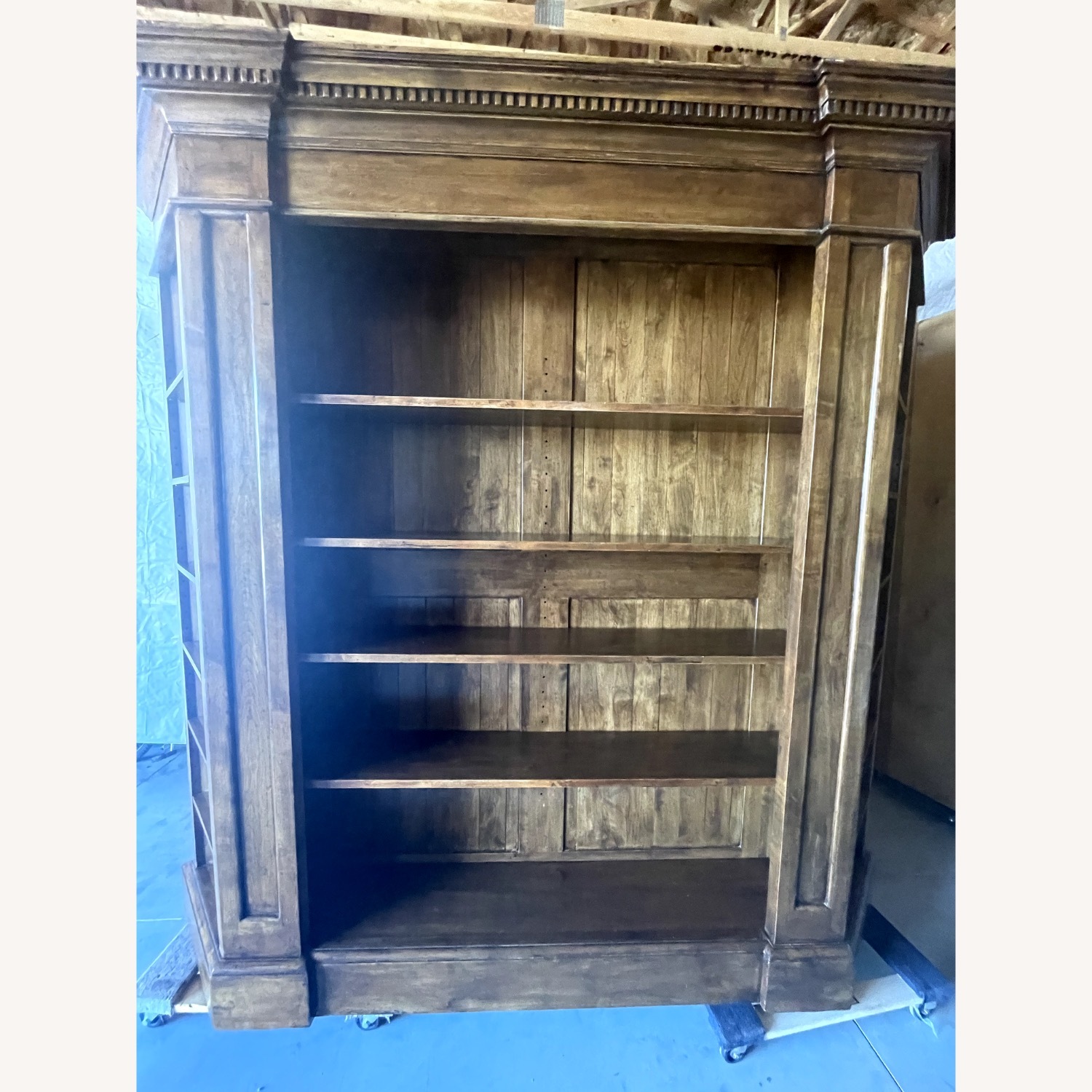 Vintage/Antique Light Brown Wood Bookcase - image-2