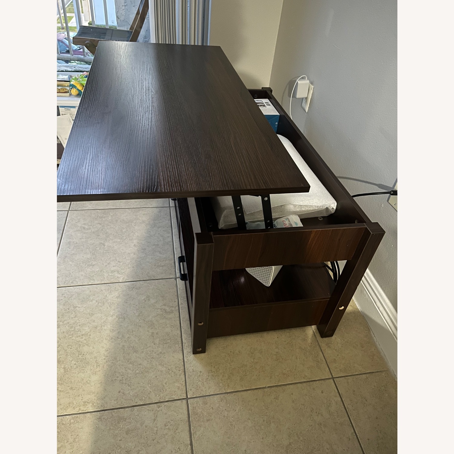 Dark Brown Wood Coffee Table - image-5
