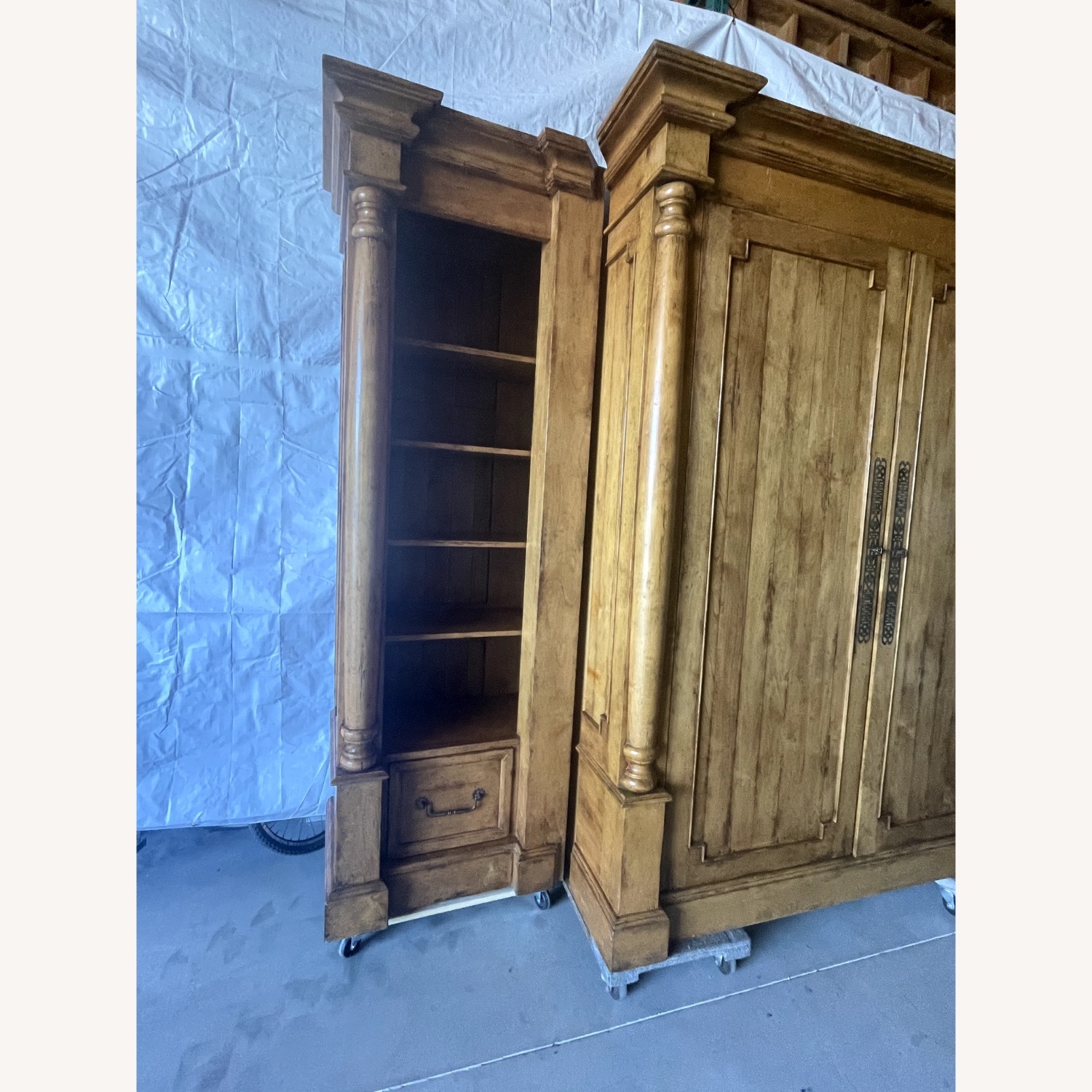 Vintage/Antique Light Brown Media Storage - image-4