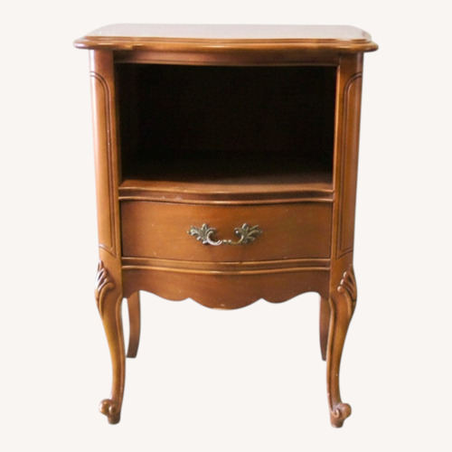 Used Vintage/Antique Dark Brown Wood Side Table for sale on AptDeco