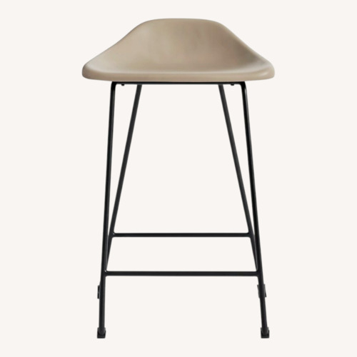 Used Pottery Barn Brenner Light Gray Leather Stools for sale on AptDeco
