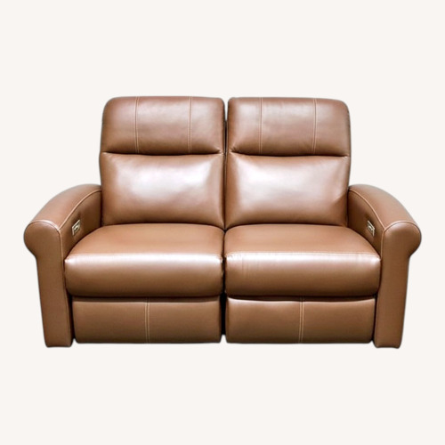 Used Elran 7000 Series Dark Brown Leather Loveseat for sale on AptDeco