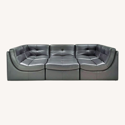 Used Z Gallerie Convo Gray Leather 6-Piece Sectional for sale on AptDeco