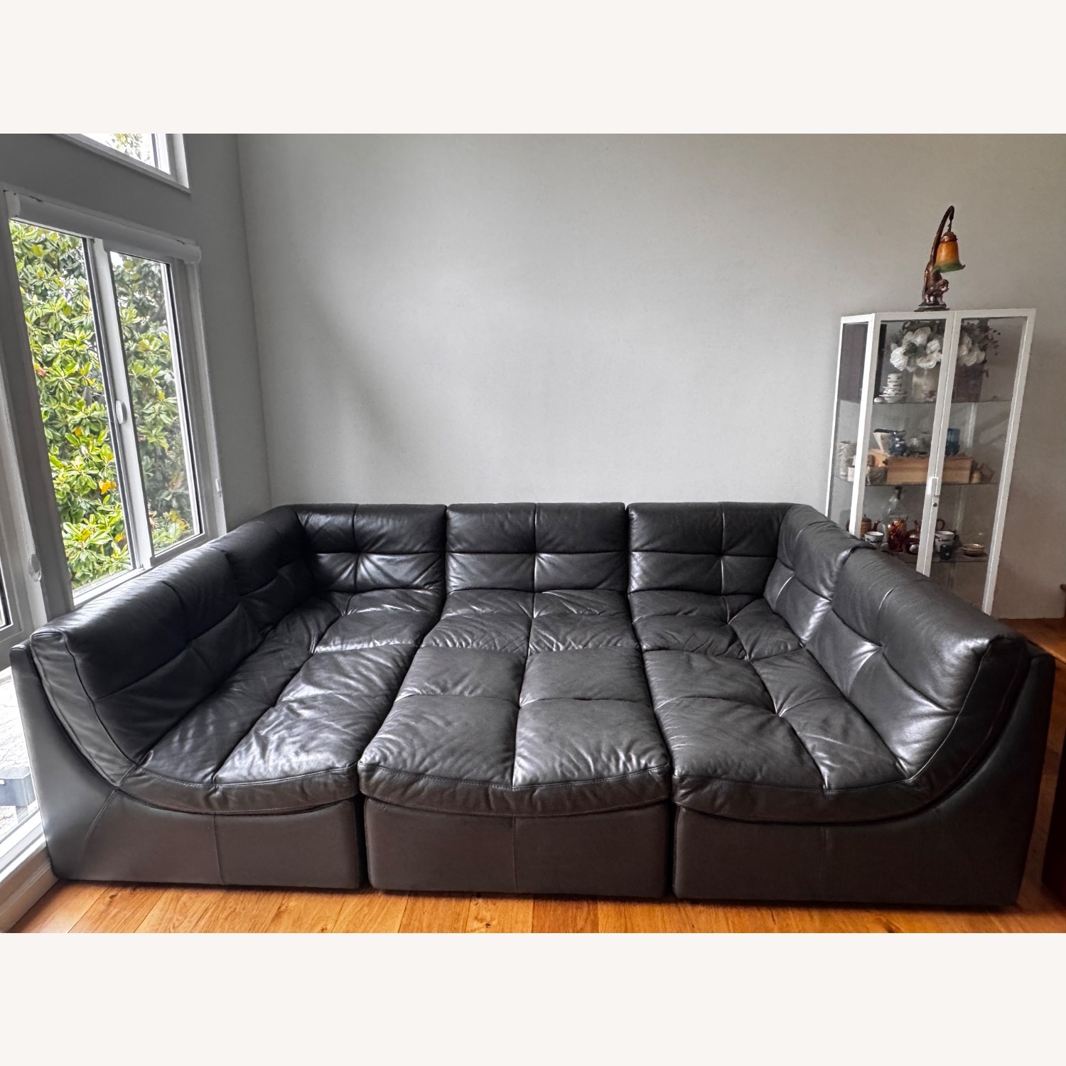Z Gallerie Convo Gray Leather 6-Piece Sectional - image-1