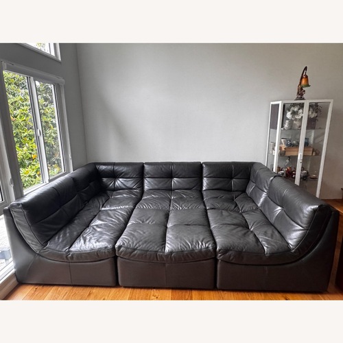 Used Z Gallerie Convo Gray Leather 6-Piece Sectional for sale on AptDeco