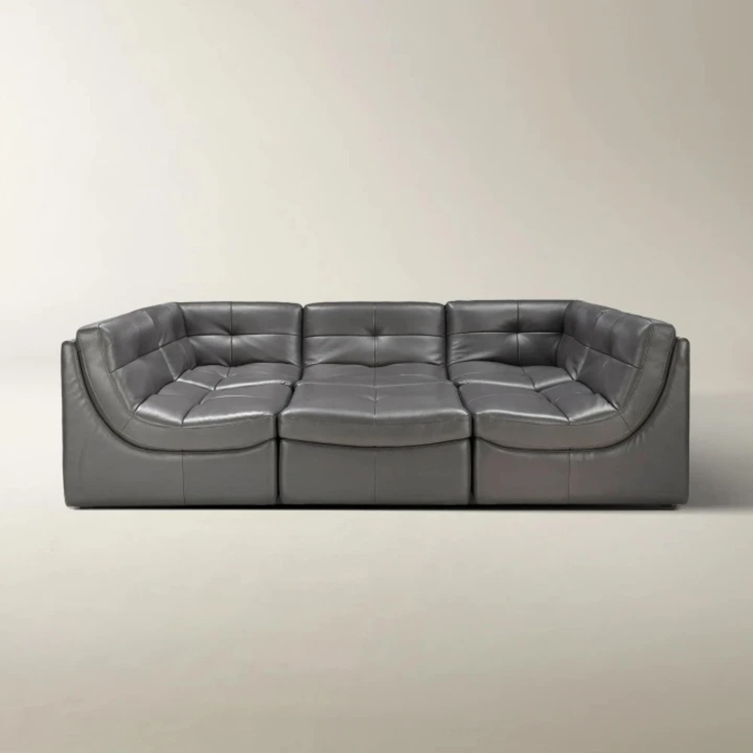 Z Gallerie Convo Gray Leather 6-Piece Sectional - image-5