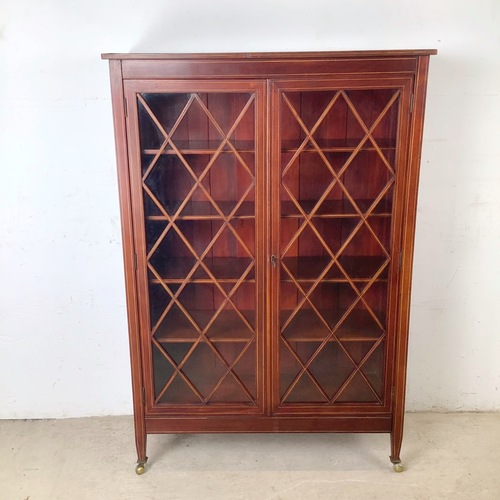 Used Edwardian Revival Mahogany Lattice Bookcase for sale on AptDeco