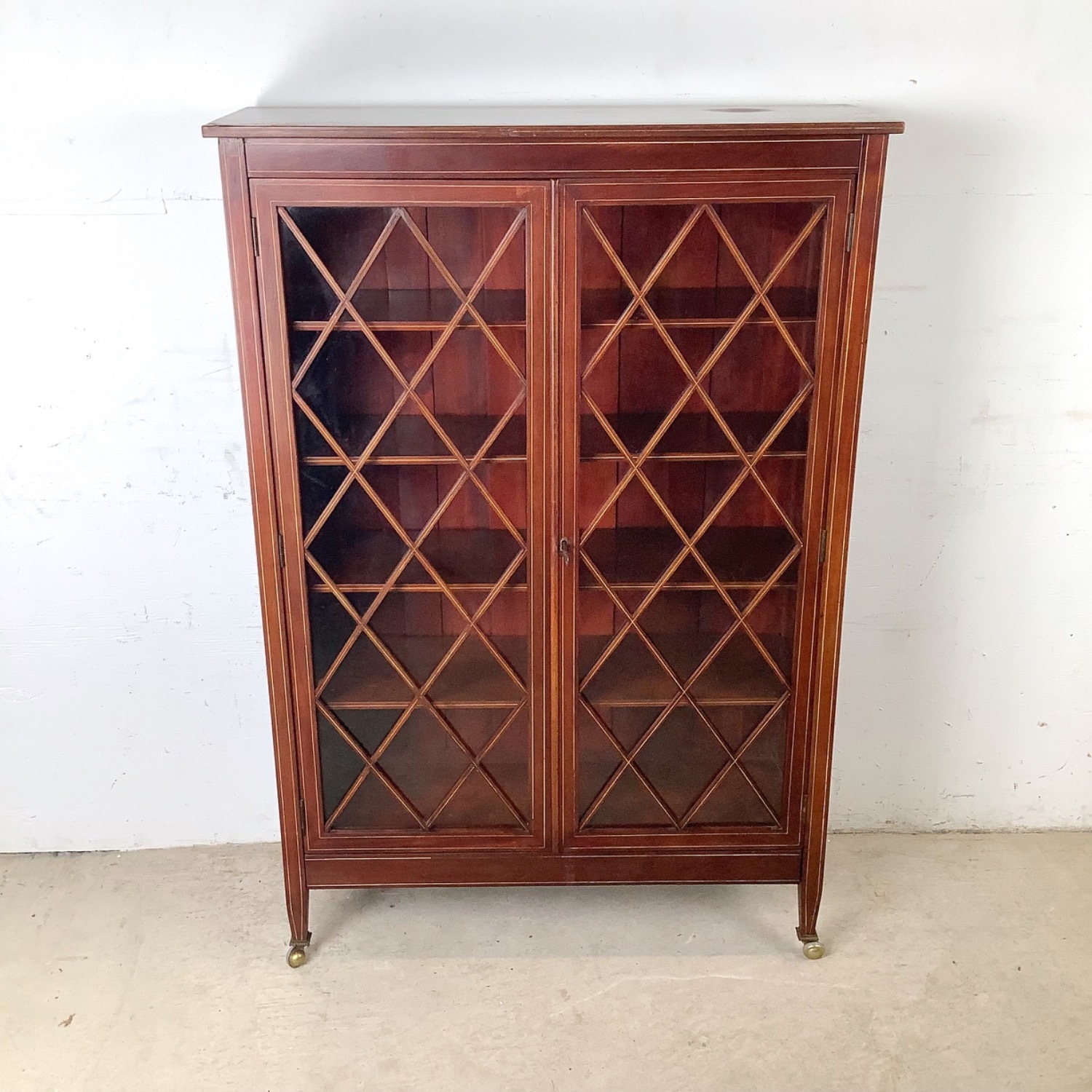 Edwardian Revival Mahogany Lattice Bookcase - image-2