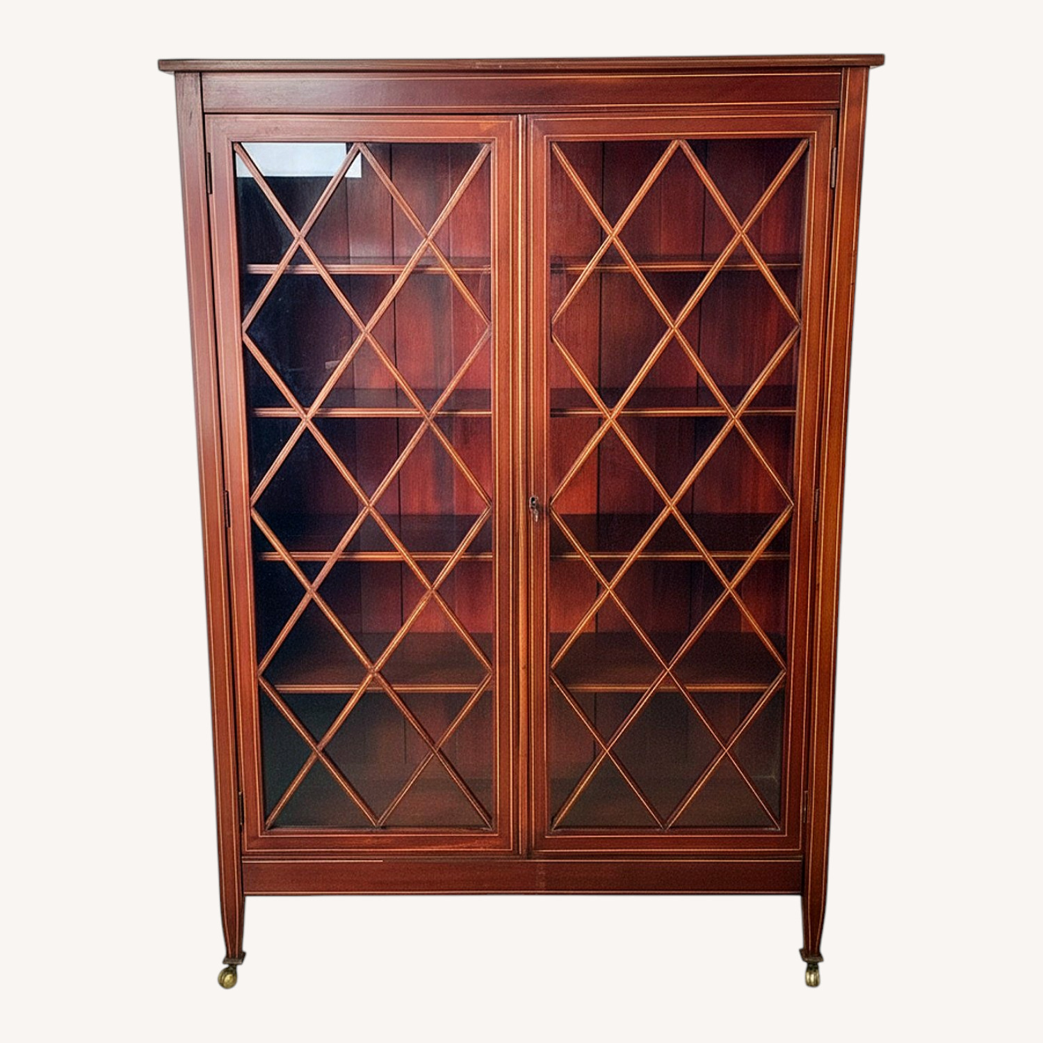 Edwardian Revival Mahogany Lattice Bookcase - image-0